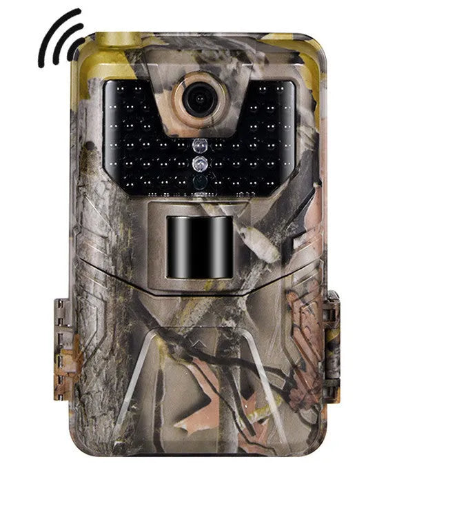 Camouflage outdoor Bluetooth hunting camera with infrared LEDs and compact design