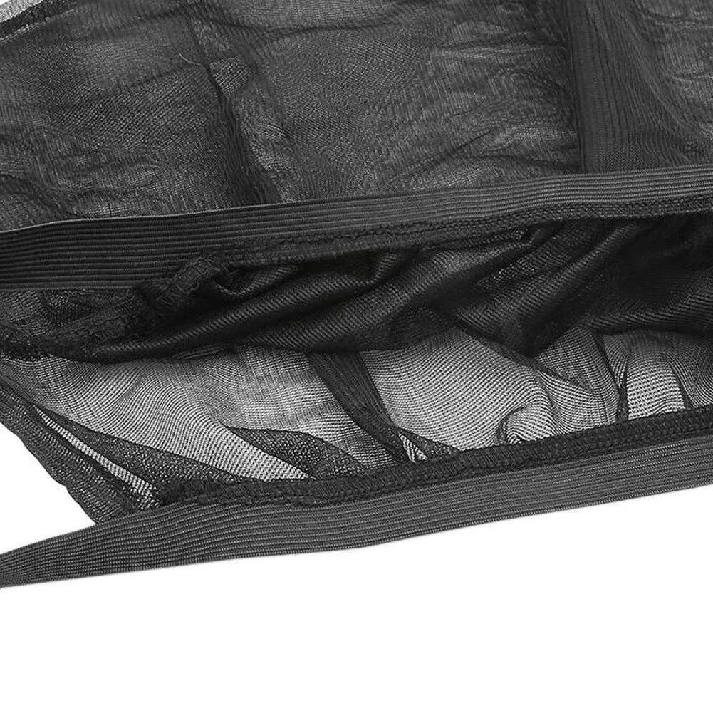 Set of four elastic-fit non-woven mesh sunshades for car front and rear side windows.
