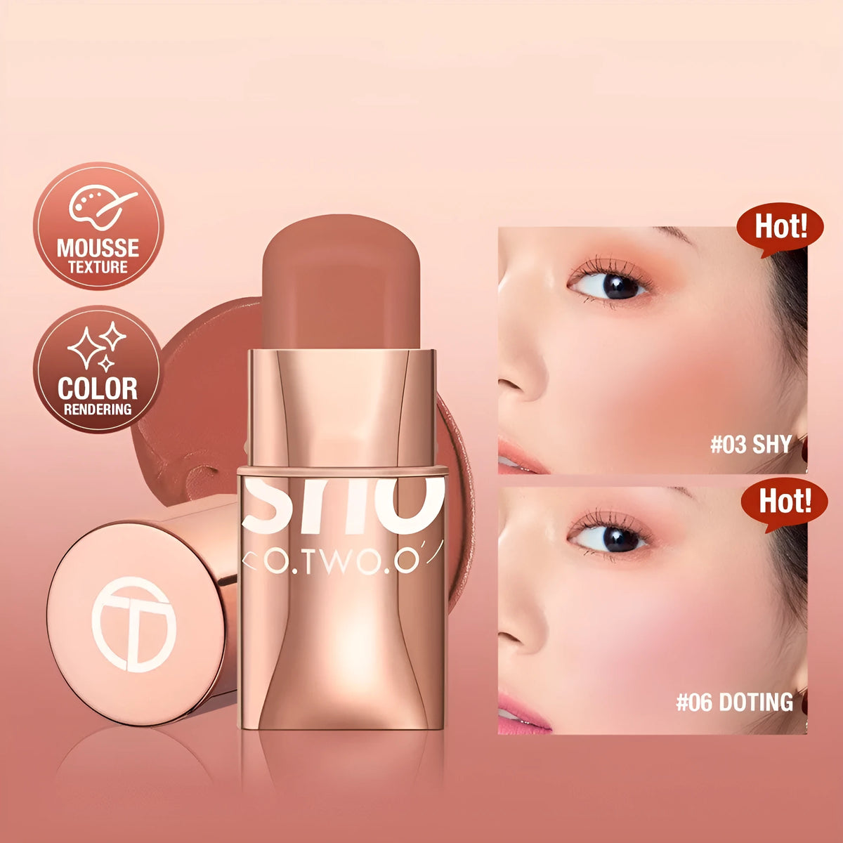 Vital Smooth Blush Cream Stick in monochrome shades 01 to 06 for general purpose skin