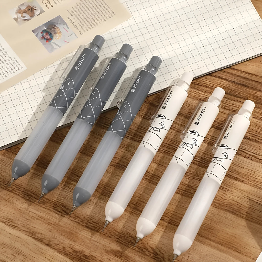 Activity brand 0.5mm automatic pencil with cloud grip, shown in black and white.