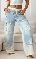 Ripped washed loose skinny jeans in blue, black, pink and light blue, sizes S to 2XL
