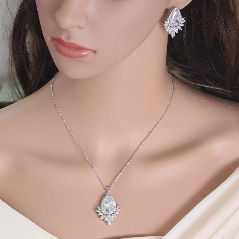 AAA jewellery chain bridal banquet dinner jewellery set with necklace bracelet earrings in blue red white colours