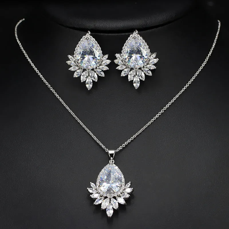 AAA jewellery chain bridal banquet dinner jewellery set with necklace bracelet earrings in blue red white colours