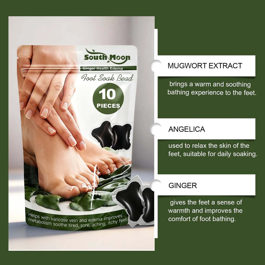 Ginger wormwood angelica foot soak beads 10pcs herbal edema foot bath with safflower extract