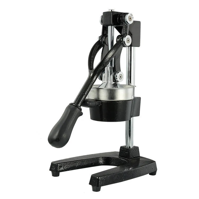 40cm tall black cast iron manual citrus juicer with stainless steel funnel
