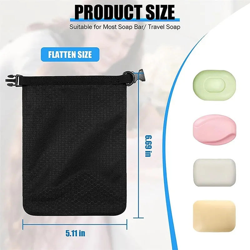 Waterproof soap bag with bubble net design measuring 17cm by 13cm