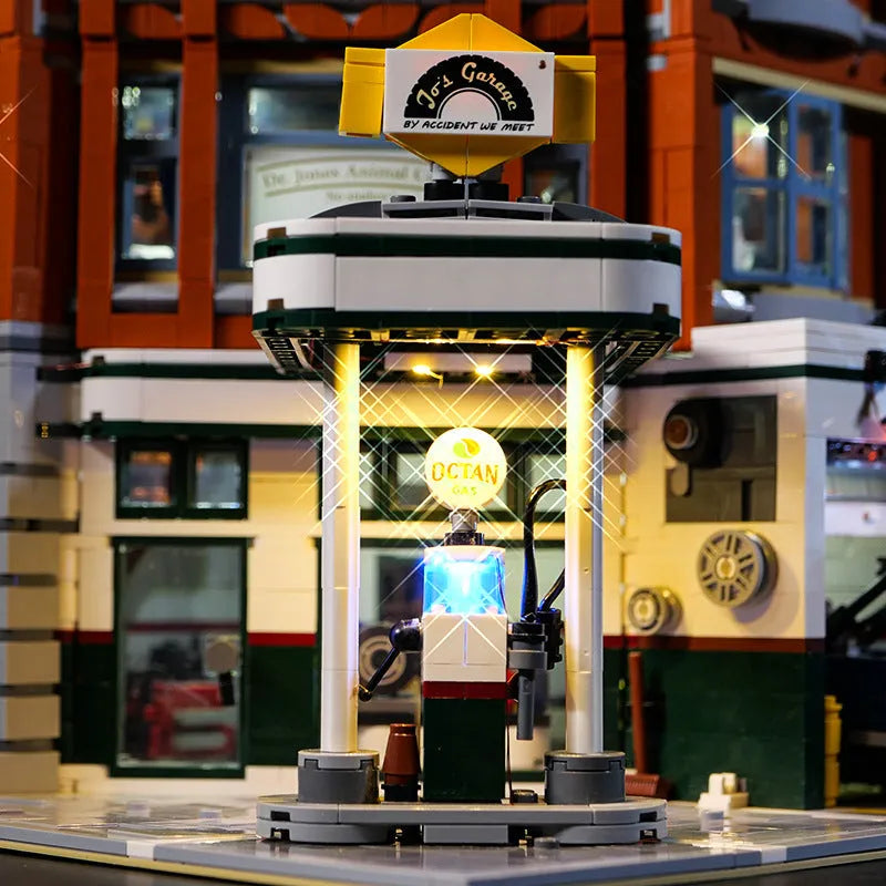 MOC modified LED lighting accessories kit with plastic components for model building corner repair shop scenes