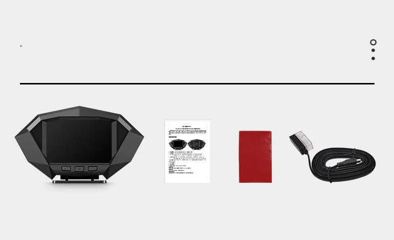 P1 vehicle HUD head-up display unit with LCD screen in black ABS+PC housing measuring 147x93x45mm