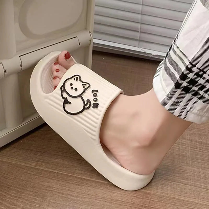 Women's cat design EVA platform slippers in multiple colours for indoor and outdoor home wear