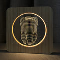 Tooth-shaped wood-colour acrylic night lamp with USB cable