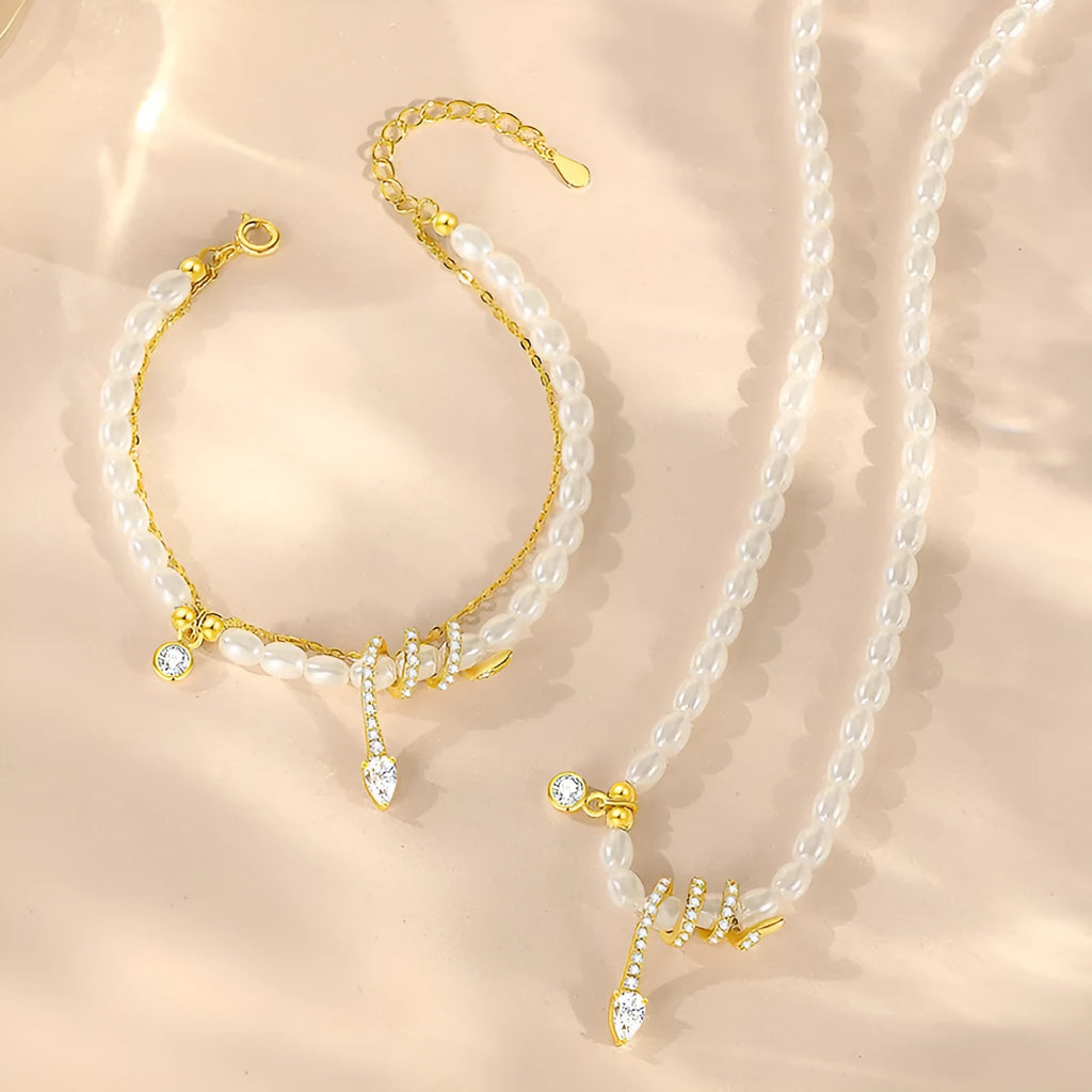 New Chinese style snake beaded bracelet for women in 925 silver with gold or white gold electroplated finish.