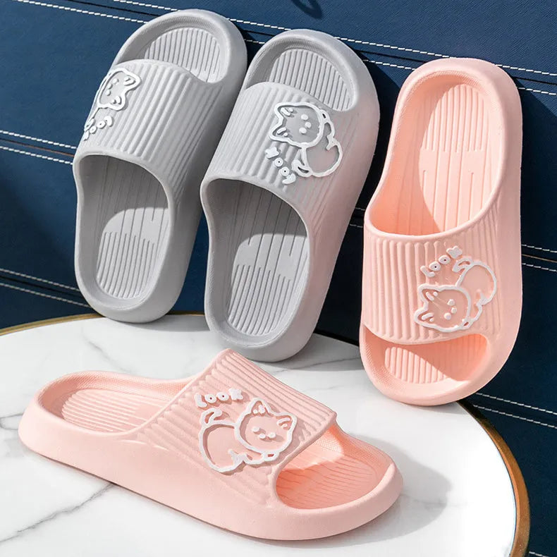 Women's cat design EVA platform slippers in multiple colours for indoor and outdoor home wear