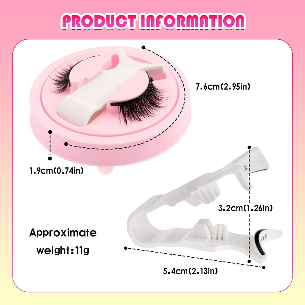 Set of reusable, glue-free false eyelashes made from thick waterproof artificial fibre.