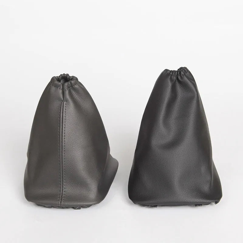 Black leather shift lever dust cover for Toyota Corolla, showing dimensions