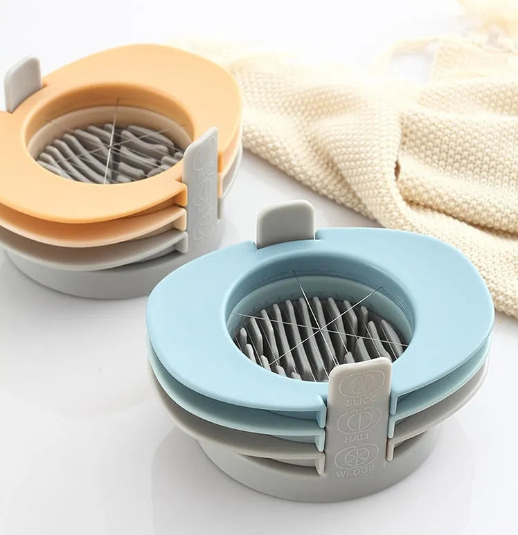 3-in-1 manual egg slicer and cutter, 14 x 10.5 x 7.4 cm, in blue, orange or red with stackable design