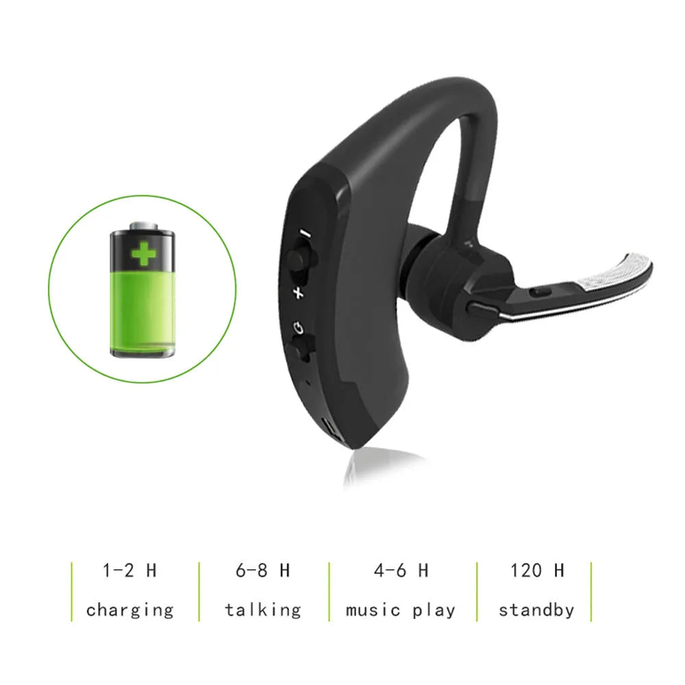 V9 Bluetooth wireless headset with ergonomic ear design and microphone for business use