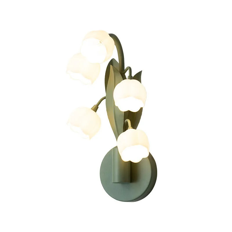 Modern French pastoral wall lamp with a white PC shade and tricolour light settings.