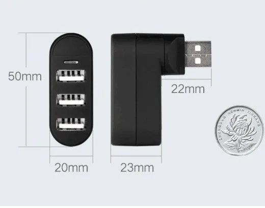 USB hub splitter with multiple USB 2.0 ports in black and white colour options