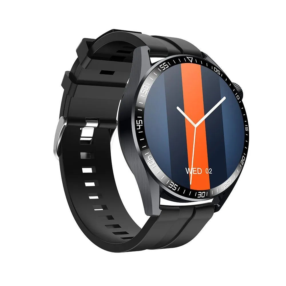 GS3 Max smartwatch with black silicone strap showing time display on 1.35 inch screen