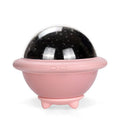 UFO-shaped plastic starry sky projection night light in pink colour with USB cable