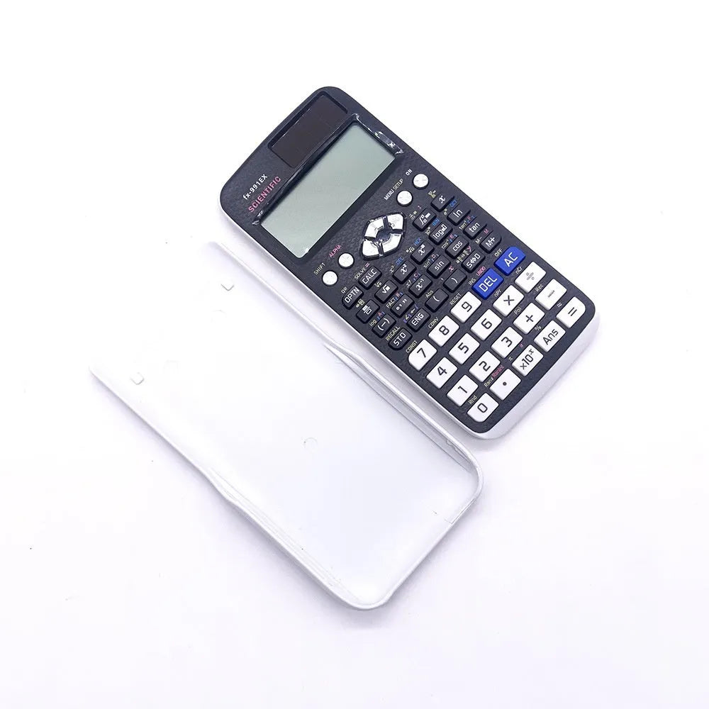 991EX scientific calculator with solar panel in black, blue, or pink colour options