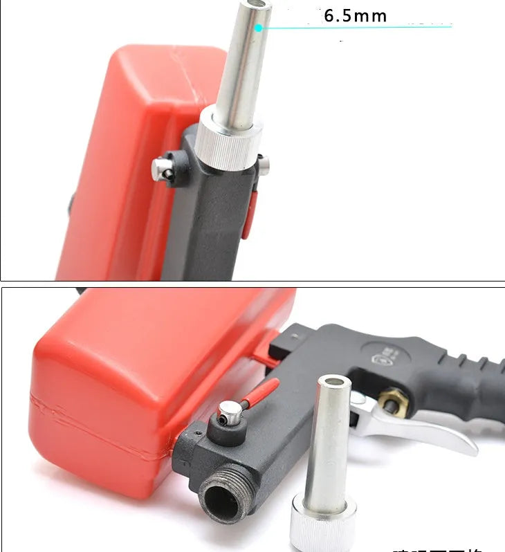 Portable pneumatic sandblasting gun with 21Ibs tank in black or blue colour options