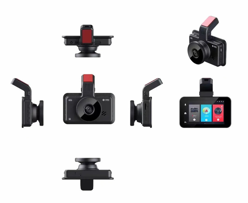 3-inch HD car DVR dash camera with dual lens recording system showing front and rear camera placement