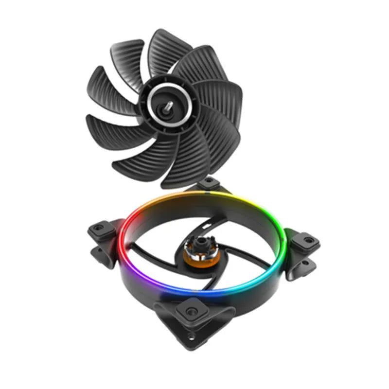 Three black 120mm computer case cooling fans with RGB lighting and hydraulic bearing system