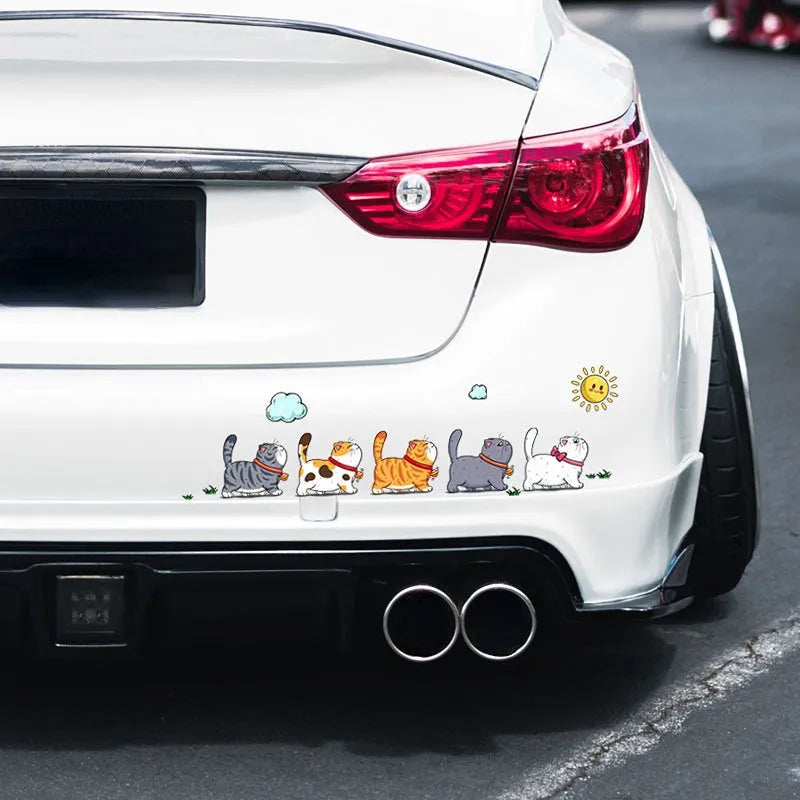 Waterproof PVC car sticker with five cats climbing design for vehicle exterior decoration