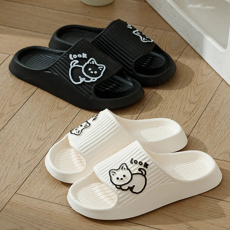Women's cat design EVA platform slippers in multiple colours for indoor and outdoor home wear