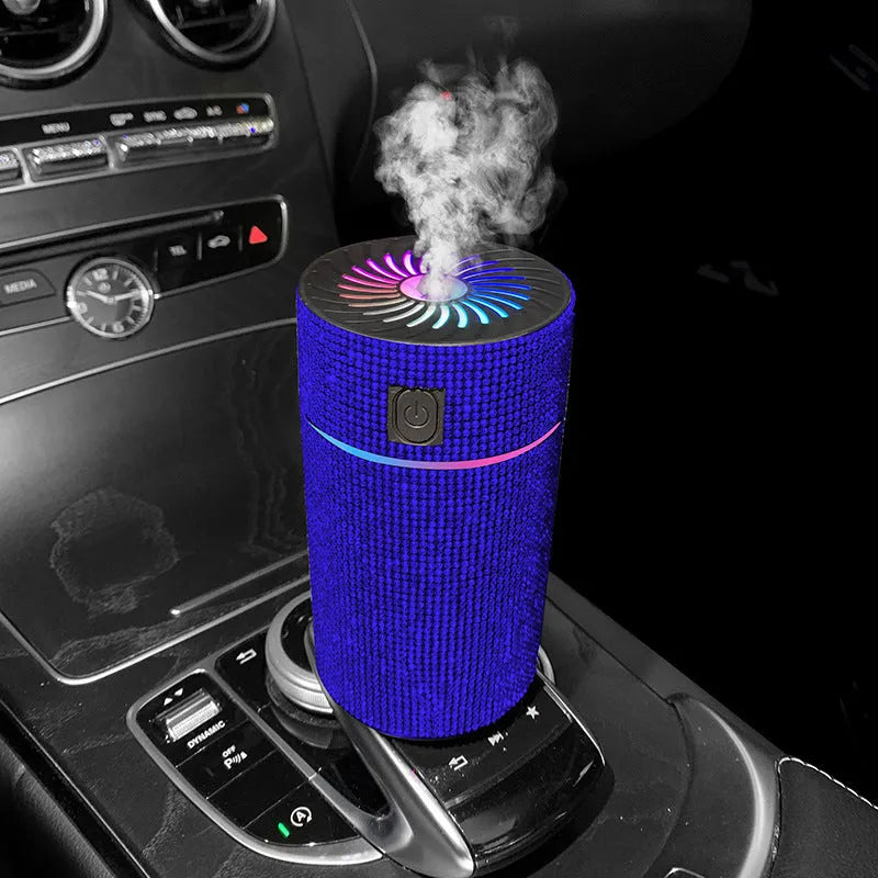 Car mounted air purification humidifier in diamond finish with USB power cord
