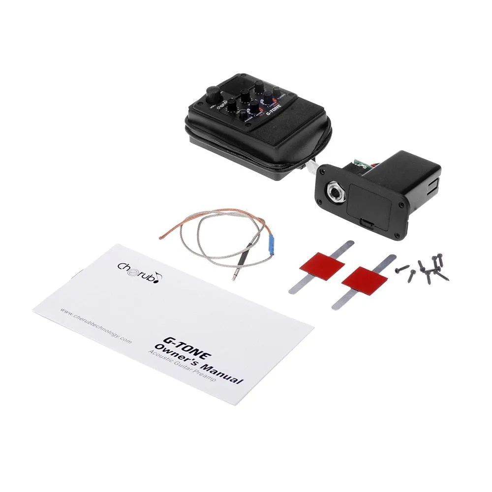 Cherub GT-6 black acoustic guitar EQ equalizer and pickup unit for soundhole mounting