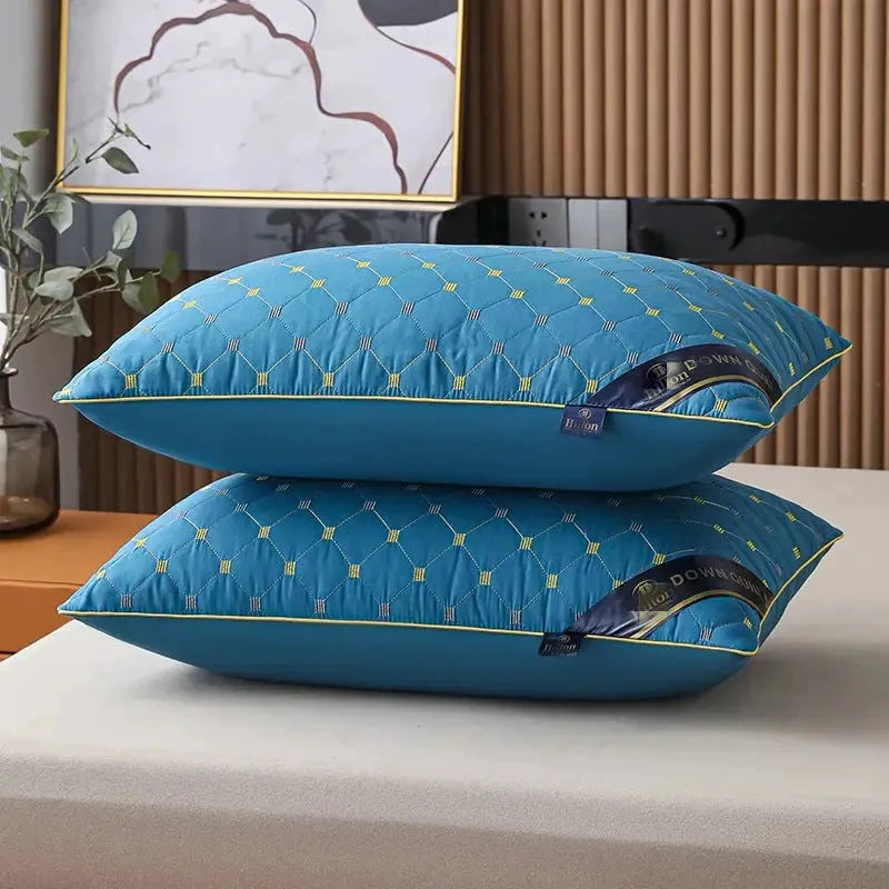 Polyester fill pillow core in argy wormwood light blue colour, shown next to a grey pillowcase.