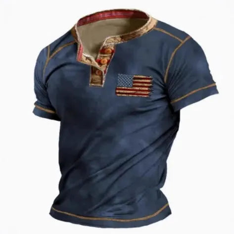 Men's short sleeve sport shirt with 3D printing design and lapel buttons in bird eye polyester fabric