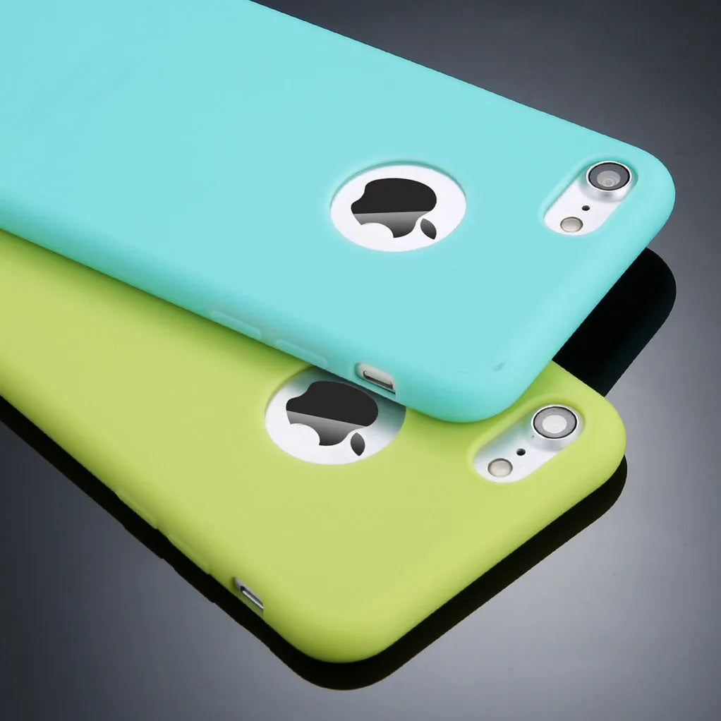 Soft silicone TPU iPhone case in candy colours showing plain back design