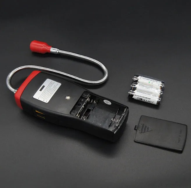 AS8800L handheld portable flammable gas leak detector with digital display and LED lights.