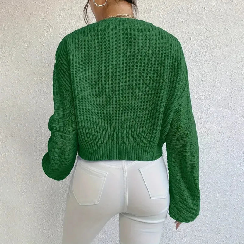 Women's solid colour polyester pullover top in black, pink, green, sky blue, or dark red with long sleeves