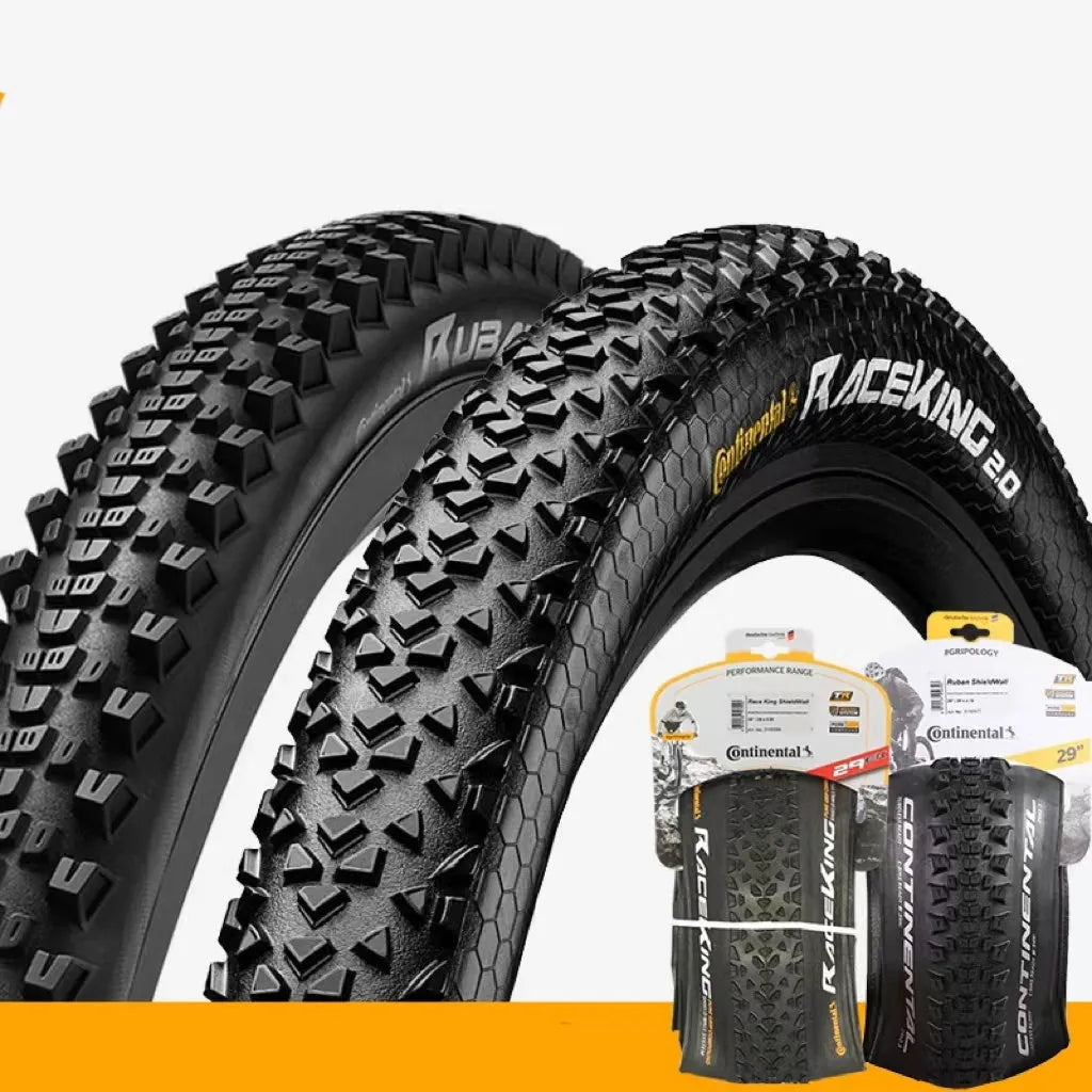 Mountain bike folding outer tyre showing tread pattern and sidewall in yellow or white options