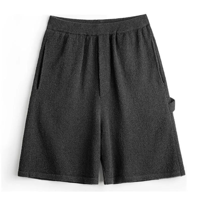 Cement grey American-style loose straight cut men's shorts with elastic waistband