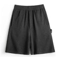 Cement grey American-style loose straight cut men's shorts with elastic waistband