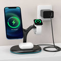 Black minimalist magnetic wireless charger and portable power bank with Qi charging