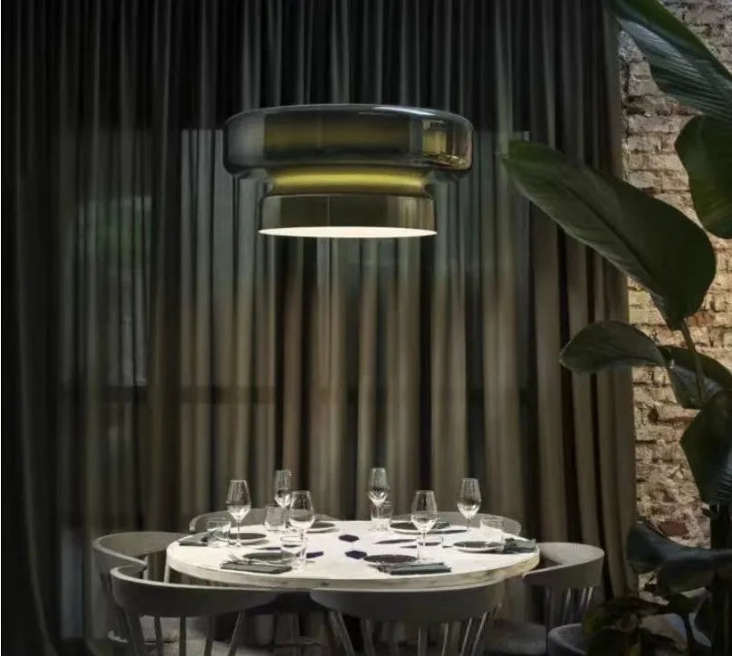 36cm modern glass chandelier with square shade for bedroom or commercial lighting