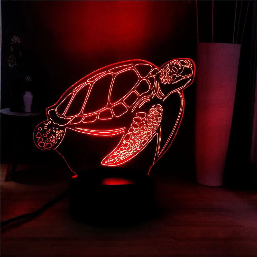 3D acrylic turtle LED night light with remote control and 16 colour options