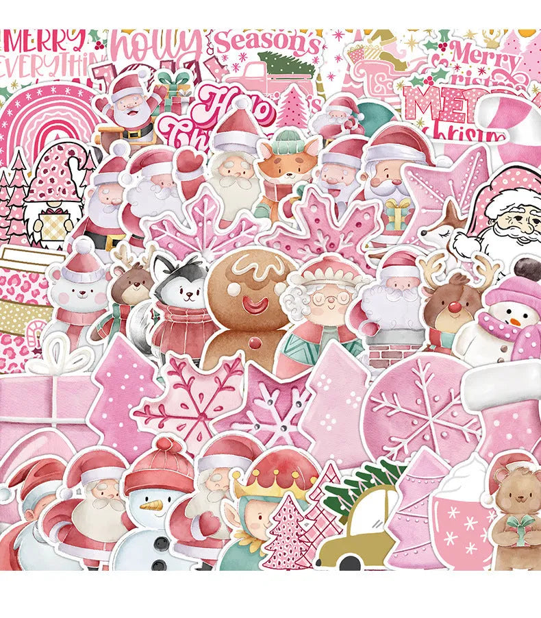 50-pack of cute Christmas themed waterproof stickers for cars and electronics