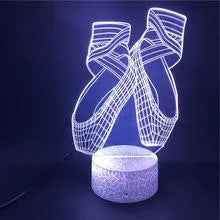 3D acrylic ballet shoe night light with colourful LED illumination and remote control