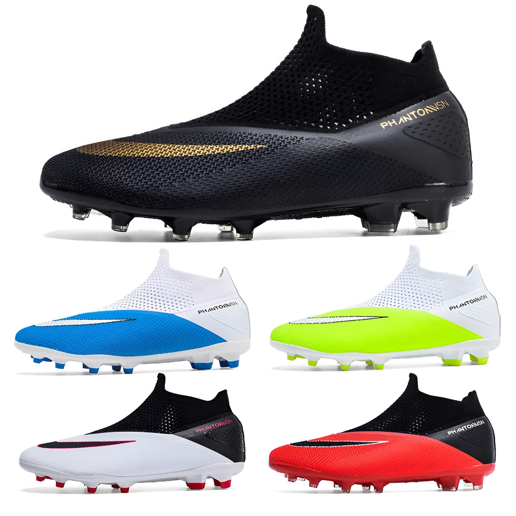 High top football shoes with flying sock fit, non-slip rubber outsole and lace-up front, adult unisex, sizes 36-45
