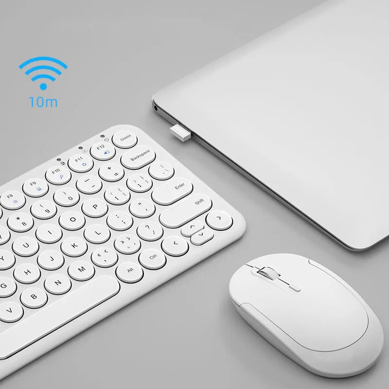Ultra-thin wireless keyboard and mouse set in black, white or pink colour options
