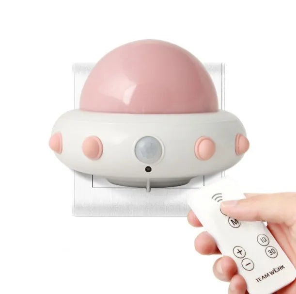 Remote control UFO bedside night light with modern cartoon design