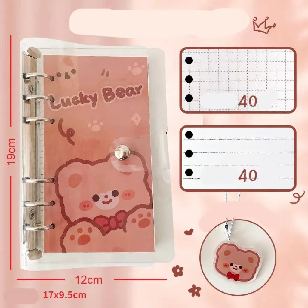 A6 loose leaf notebook with girl heart design, 80 sheets of 70g paper, 6-hole pass type construction