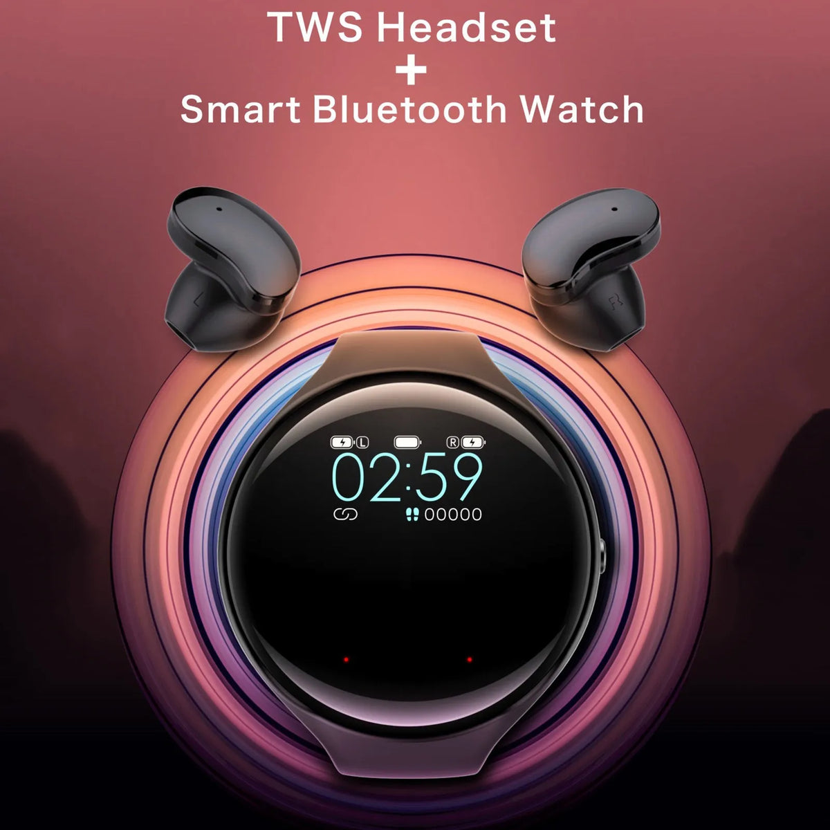 Black smart bracelet and Bluetooth earphone combination device with detachable design